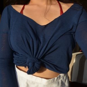 •SOLD• Sheer Navy Blue Long Sleeve